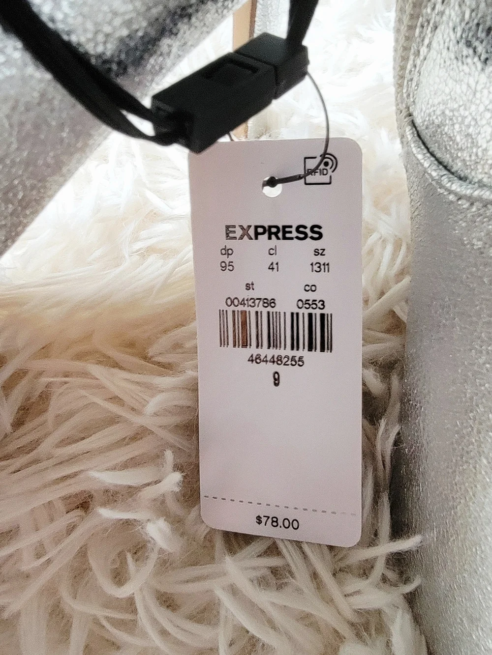 New Express Silver Pointed-Toe Ankle Boots